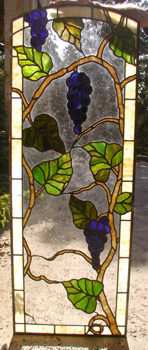 ained glass grapes door panel