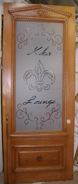 Kiki's Lounge Etched Glass Office Door