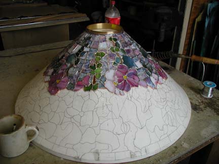 Reproduction of Tiffany 28" Hollyhock Lamp