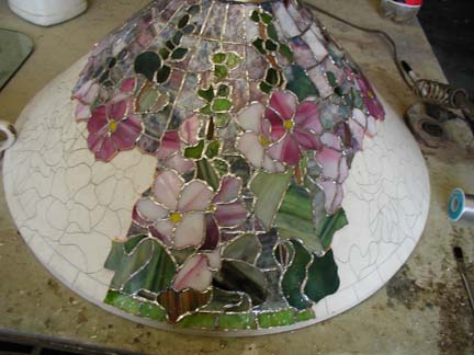 Reproduction of Tiffany 28" Hollyhock Lamp