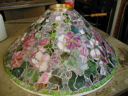 Reproduction of Tiffany 28" Hollyhock Lamp