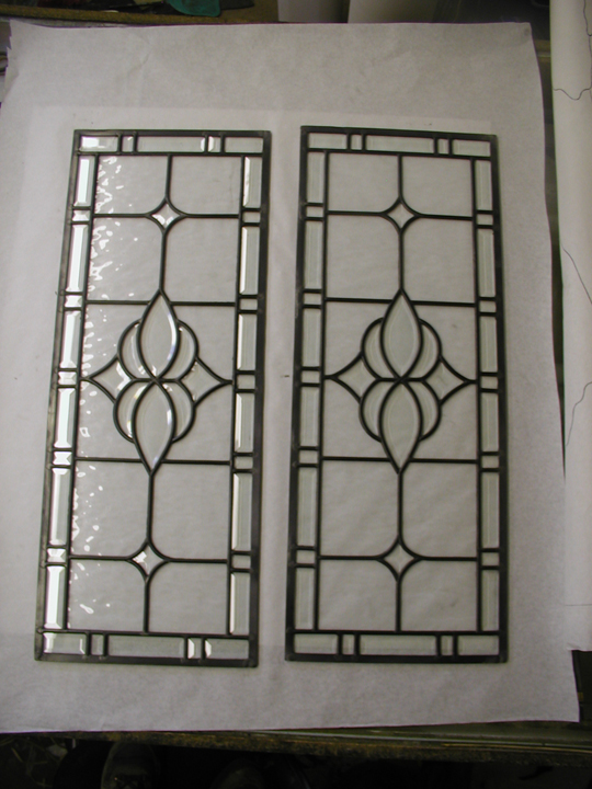 Clear water glass and bevels leaded glass window
