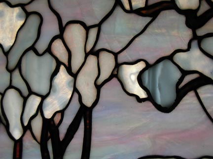 Magnolia and Iris Tiffany reproduction stained glass window