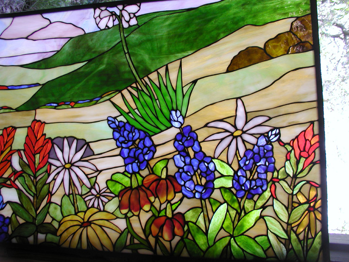 Stained Glass Texas Wildfowers Window