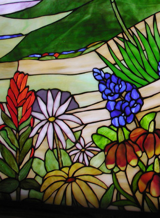 Stained Glass Texas Wildfowers Window