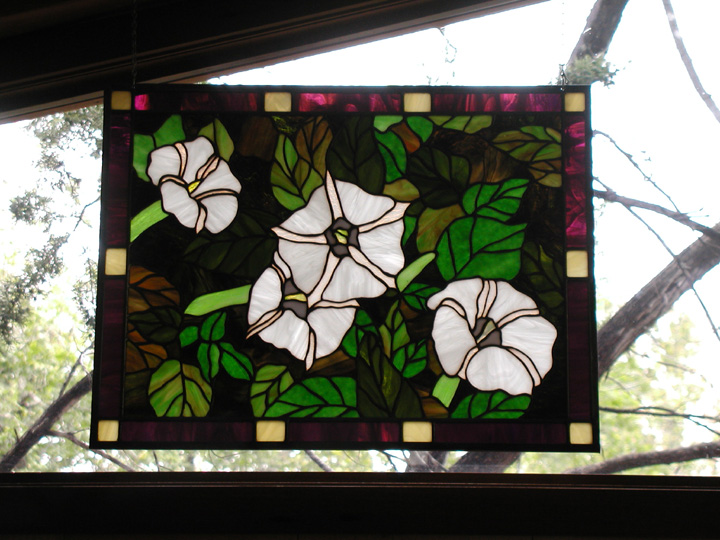 Moon Lilies in stained glass