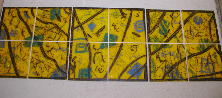 Funky Fused and Painted Glass Tiles
