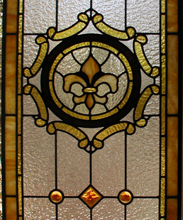 Fleur de Lis leaded Glass Bathroom Door