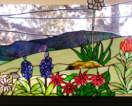 Texas wildflowers in stained glass