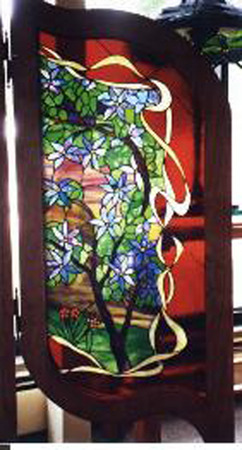 Le printemps stained glass room divider screen