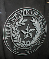 State of Texas Carved Glass Seal in Door