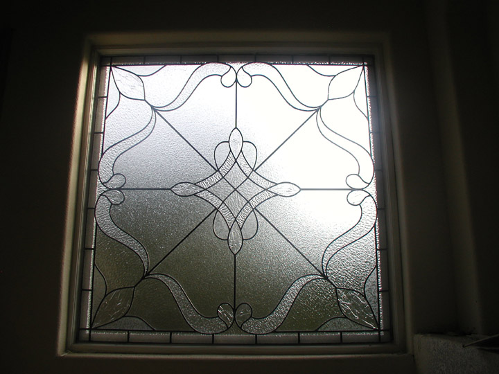 Leaded clear textured glass bathroom privacy window