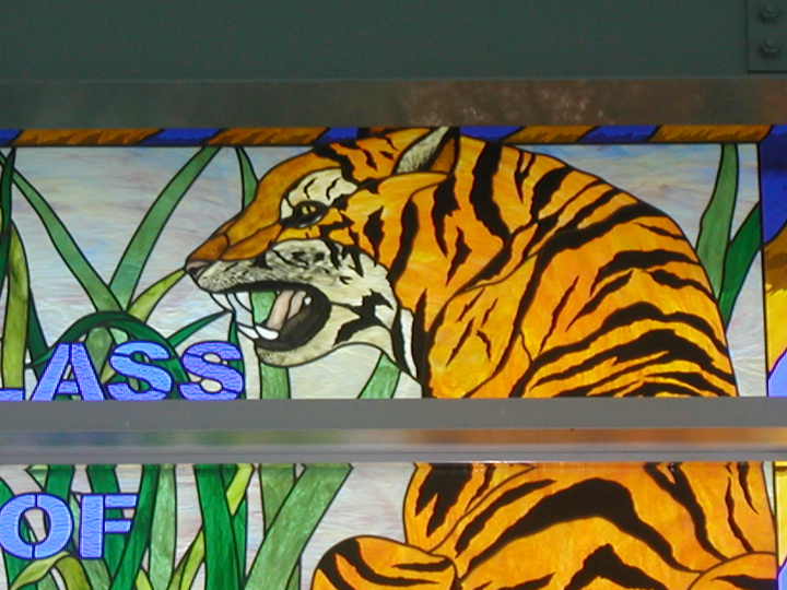 SPHS 2011 custom stained glass tiger window