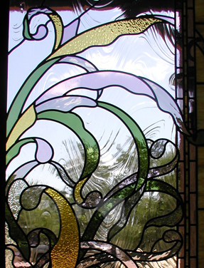 Art Nouveau entryway doors and transom