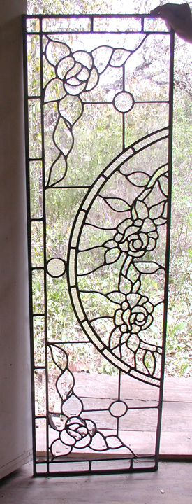 Beveled Glass Roses Doors and Transom Set