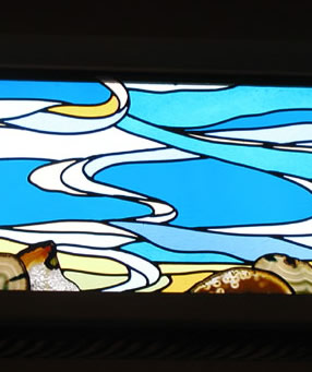 Custom abstract stained glass window set