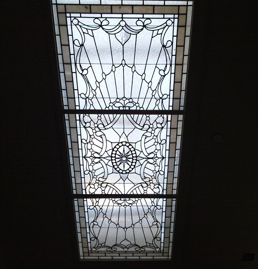 Clear leaded textured glass skylite