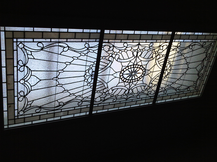 Clear leaded textured glass skylite