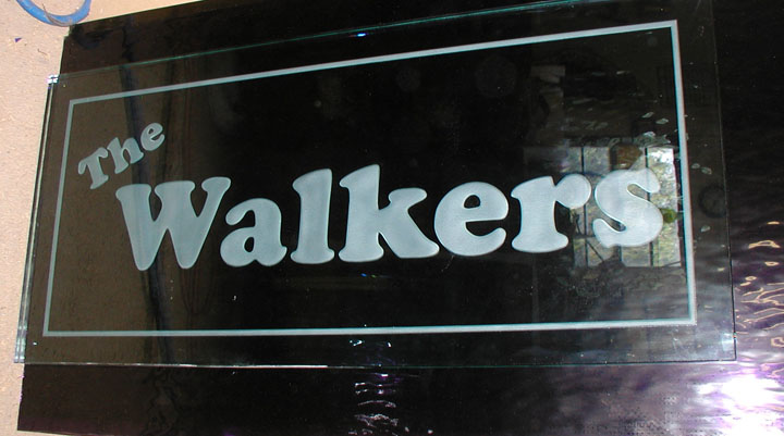 Carved Glass Walkers Sign