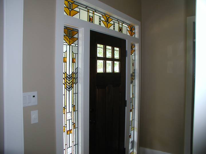 Frank Lloyd Wright style entryway windows