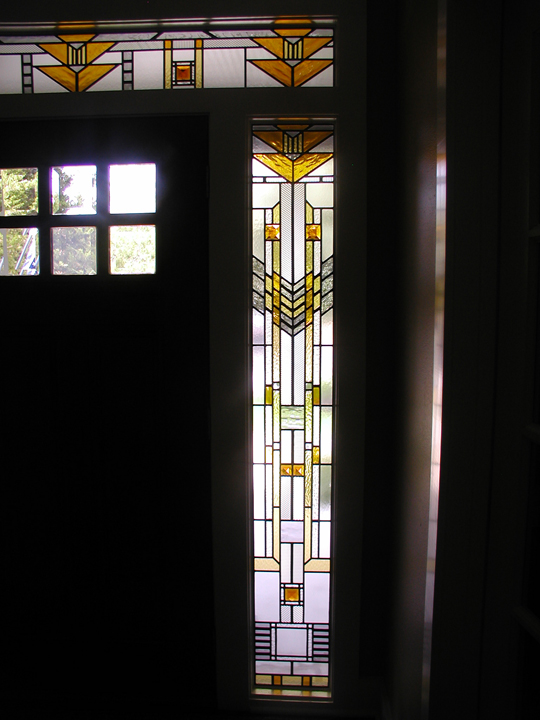 Frank Lloyd Wright style entryway windows