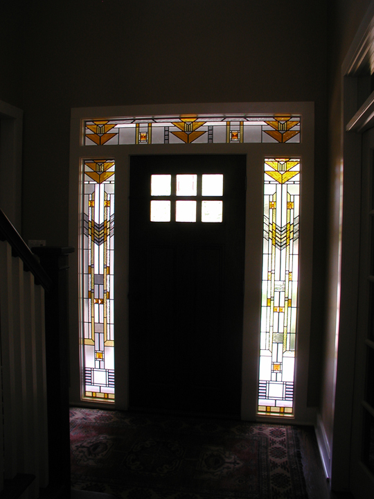 Frank Lloyd Wright style entryway windows