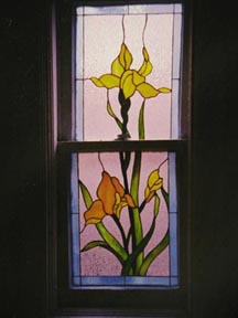 Yellow Iris Stained Glass Bathroom Privacy Window
